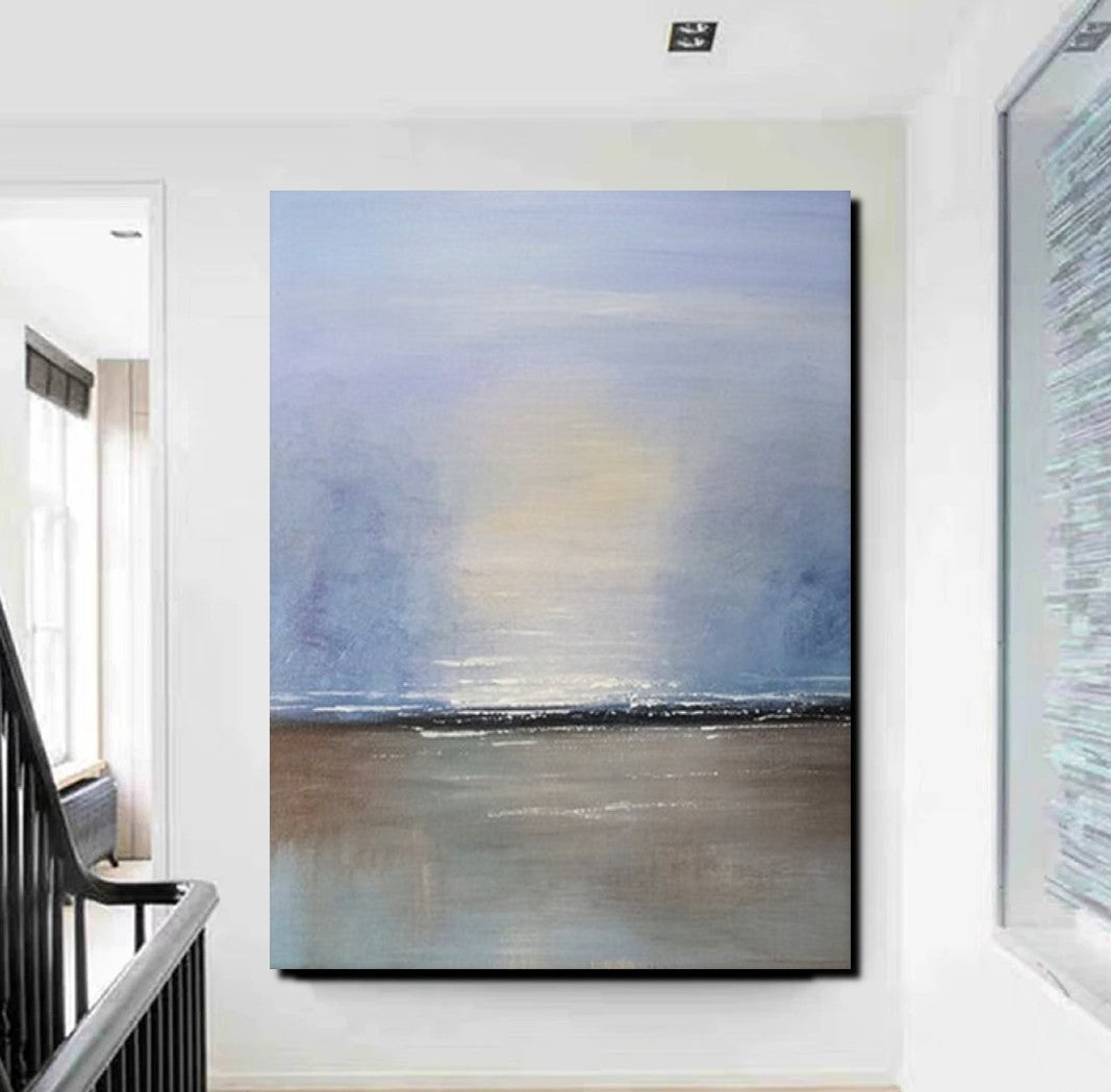 Study Room Wall Art Painting, Abstract Landscape Painting, Seascape Canvas Painting, Hand Painted Artwork, Large Paintings on Canvas-HomePaintingDecor