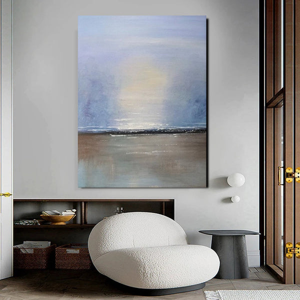 Study Room Wall Art Painting, Abstract Landscape Painting, Seascape Canvas Painting, Hand Painted Artwork, Large Paintings on Canvas-HomePaintingDecor
