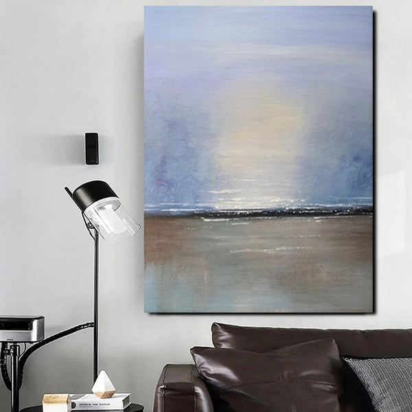 Study Room Wall Art Painting, Abstract Landscape Painting, Seascape Canvas Painting, Hand Painted Artwork, Large Paintings on Canvas-HomePaintingDecor