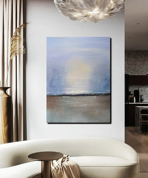 Study Room Wall Art Painting, Abstract Landscape Painting, Seascape Canvas Painting, Hand Painted Artwork, Large Paintings on Canvas-HomePaintingDecor