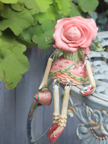 Creative Flower Rose Fairy Statue for Garden, Beautiful Garden Courtyard Ornaments, Villa Outdoor Decor Gardening Ideas, Unique Modern Garden Sculptures-HomePaintingDecor