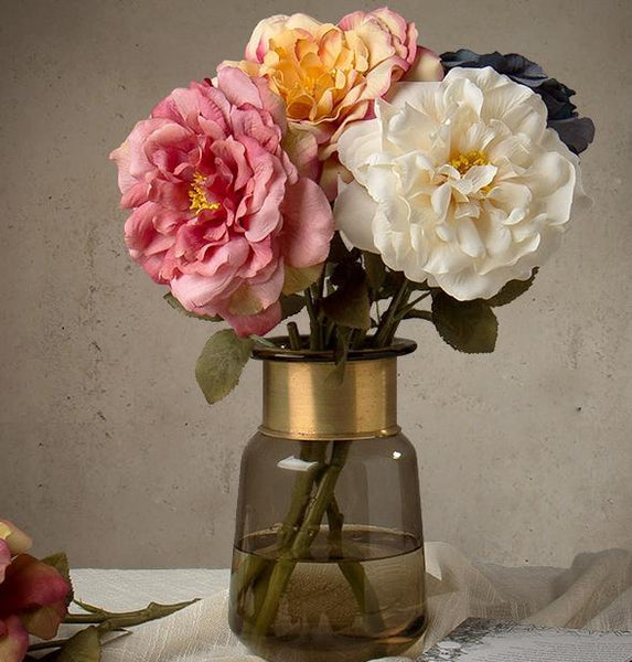Rose Flower Arrangement, Silk Flower Centerpiece, Artificial Flower Decor, Wedding Decor, Faux Flower-HomePaintingDecor