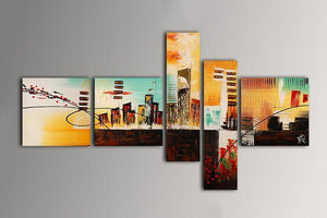 Cityscape Painting, Living Room Wall Art, Modern Paintings, Contemporary Wall Art Painting, Acrylic Artwork-HomePaintingDecor