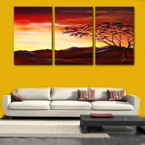 Landscape Painting, Forest Tree Painting, Canvas Art Painting, 3 Piece Wall Art-HomePaintingDecor