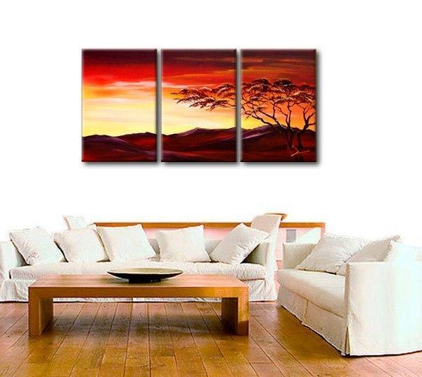 Landscape Painting, Forest Tree Painting, Canvas Art Painting, 3 Piece Wall Art-HomePaintingDecor
