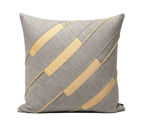 Grey Throw Pillow for Couch, Simple Modern Sofa Pillows, Grey Yellow Decorative Pillows, Modern Throw Pillows for Couch-HomePaintingDecor