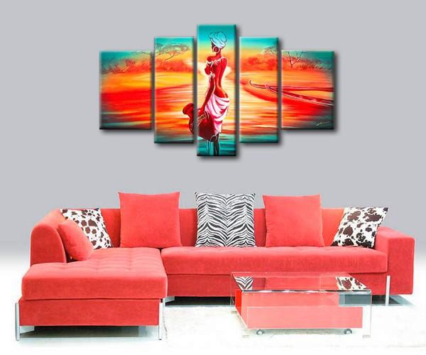 Extra Large Wall Art, African Woman Sunset Painting, Bedroom Canvas Painting, Buy Art Online-HomePaintingDecor