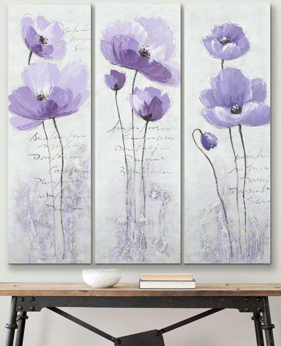 Purple Flower Painting, Abstract Flower Paintings, Bedroom Wall Art Painting, Modern Paintings-HomePaintingDecor