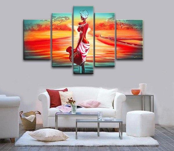Extra Large Wall Art, African Woman Sunset Painting, Bedroom Canvas Painting, Buy Art Online-HomePaintingDecor