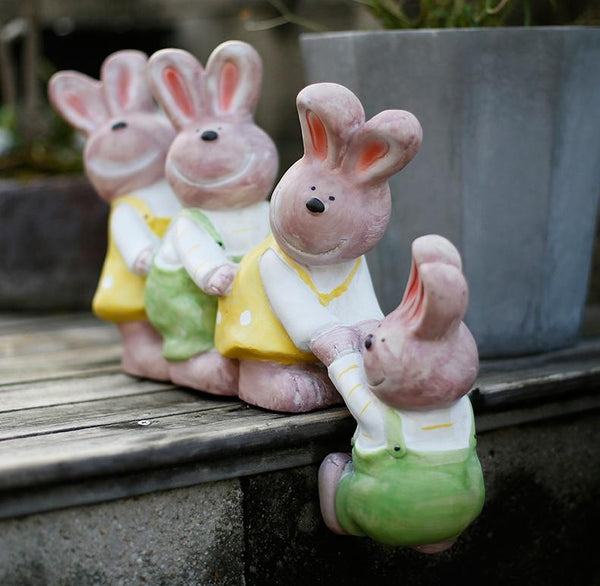 Lovely Rabbits Statues, Cute Rabbits in the Garden, Animal Resin Statue for Garden Ornament, Outdoor Decoration Ideas, Garden Ideas-HomePaintingDecor