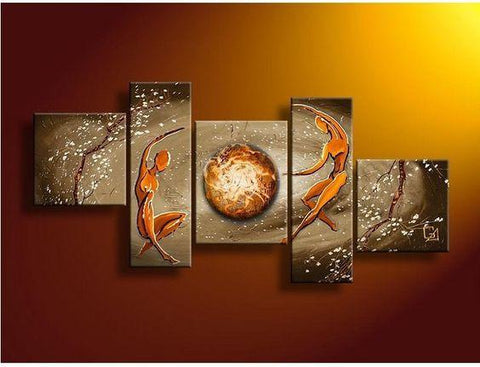 Abstract Art of Love, Modern Abstract Paintings, Bedroom Room Wall Art Paintings, 5 Piece Canvas Painting, Love Abstract Painting-HomePaintingDecor