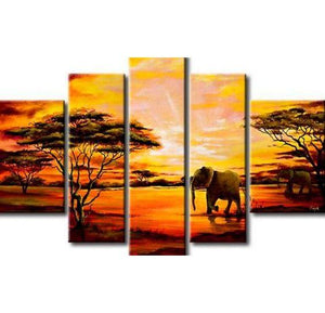 Extra Large Wall Art, African Elephant and Tree Painting, Bedroom Canvas Painting, Buy Art Online-HomePaintingDecor