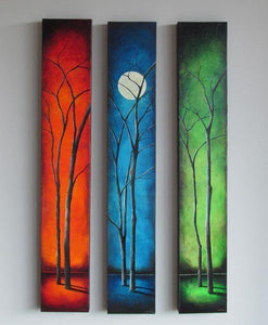 Tree Painting, Moon Painting, Hand Painted Canvas Painting, Bedroom Wall Art Painting, Acrylic Artwork-HomePaintingDecor