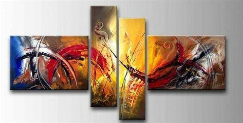 4 Piece Wall Art Paintings, Modern Contemporary Painting, Paintings for Living Room, Large Painting Above Bed, Acrylic Painting on Canvas-HomePaintingDecor
