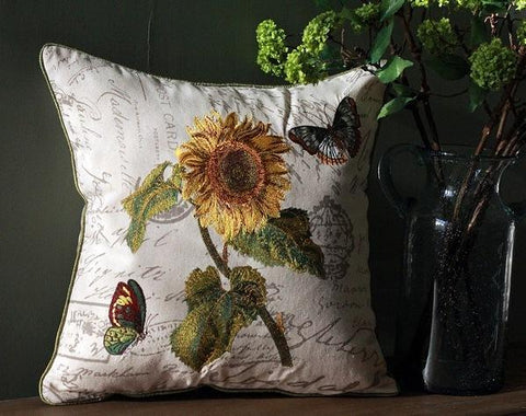 Sunflower Pillow, Spring Flower Pillow, Cotton and Linen Pillow Cover, Rustic Sofa Pillows for Living Room, Decorative Throw Pillows for Couch-HomePaintingDecor