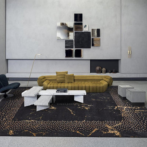 Contemporary Area Rugs, Modern Area Rugs for Office, Large Black Area Rugs for Living Room, Black Floor Carpets for Study Room-HomePaintingDecor