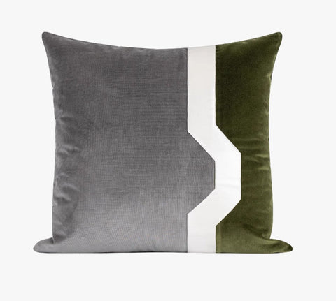 Modern Sofa Throw Pillows, Large Decorative Throw Pillows for Couch, Grey Green Abstract Contemporary Throw Pillow for Living Room-HomePaintingDecor