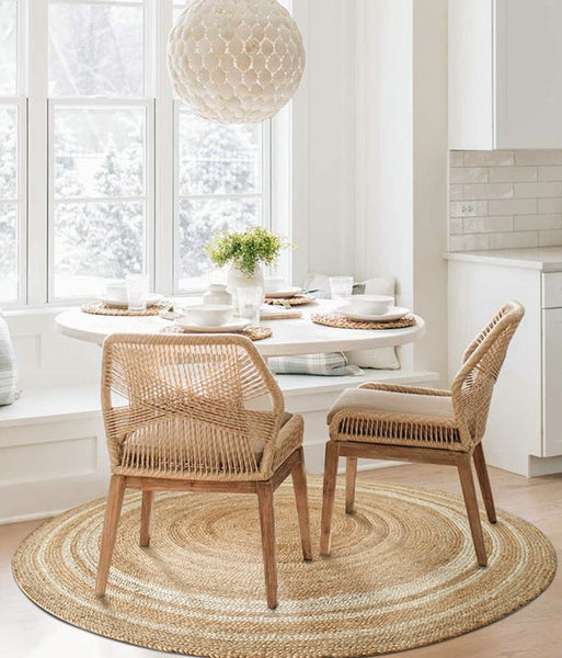 Bedroom Handmade Jute Round Rugs, Rustic Jute Rugs for Farmhouse, Round Modern Rugs in Dining Room, Large Rugs in Living Room, Round Rugs under Coffee Table-HomePaintingDecor