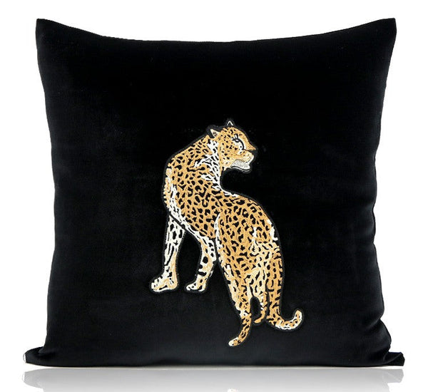 Contemporary Throw Pillows, Cheetah Decorative Throw Pillows, Modern Sofa Pillows, Black Decorative Pillows for Living Room-HomePaintingDecor