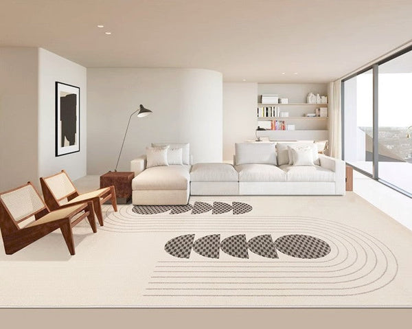 Simple Grey Geometric Rugs for Bedroom, Extra Large Modern Rug Ideas for Dining Room, Simple Modern Rug Placement Ideas for Living Room-HomePaintingDecor