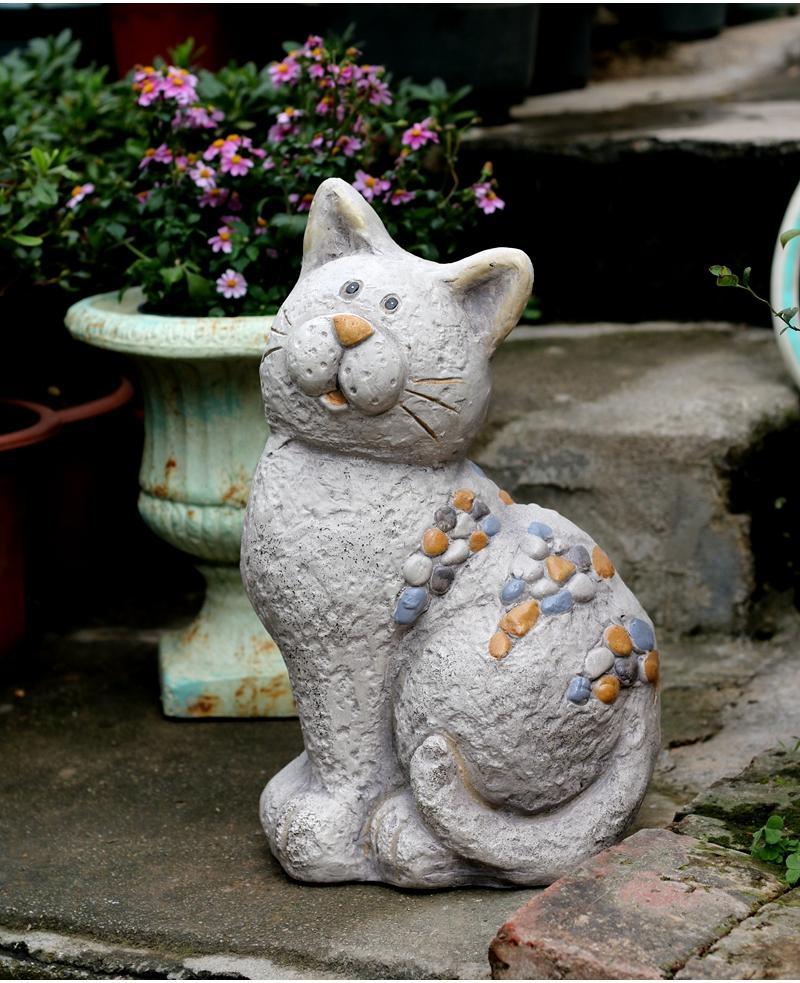 Large Lovely Cat Statue for Garden Courtyard Ornament, Animal Statue, Villa Outdoor Decor Gardening Ideas-HomePaintingDecor