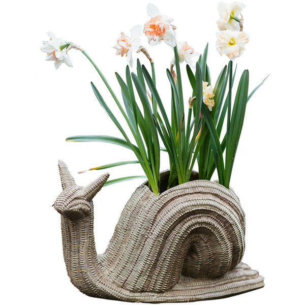 Cute Snail Statues, Garden Animal Statues, Snail Flowerpot for Garden Decoration, Unique Modern Garden Sculptures, Creative Villa Outdoor Gardening Ideas-HomePaintingDecor