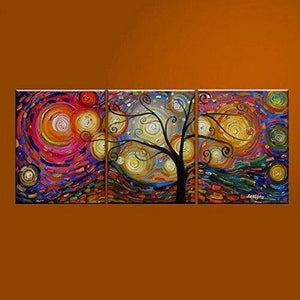 Abstract Art Painting, 3 Piece Canvas Art, Tree of Life Painting, Modern Paintings, Canvas Painting for Living Room, Large Group Painting-HomePaintingDecor