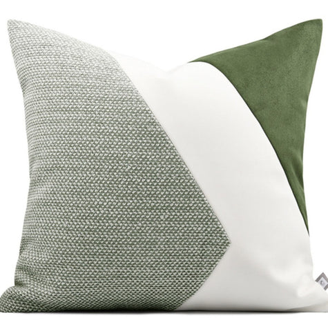 Green White Modern Pillows for Couch, Abstract Decorative Throw Pillows for Living Room, Large Modern Sofa Cushion, Decorative Pillow Covers-HomePaintingDecor