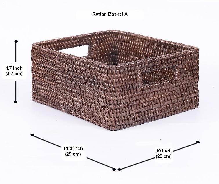 Storage Baskets for Clothes, Large Brown Woven Storage Basket, Storage Baskets for Bathroom, Rectangular Storage Baskets-HomePaintingDecor