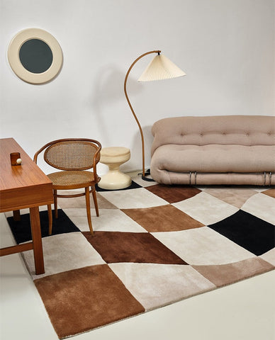 Colorful Modern Wool Rugs, Mid Century Modern Rugs for Living Room, Contemporary Wool Rugs under Dining Room Table, Large Modern Rugs for Bedroom-HomePaintingDecor