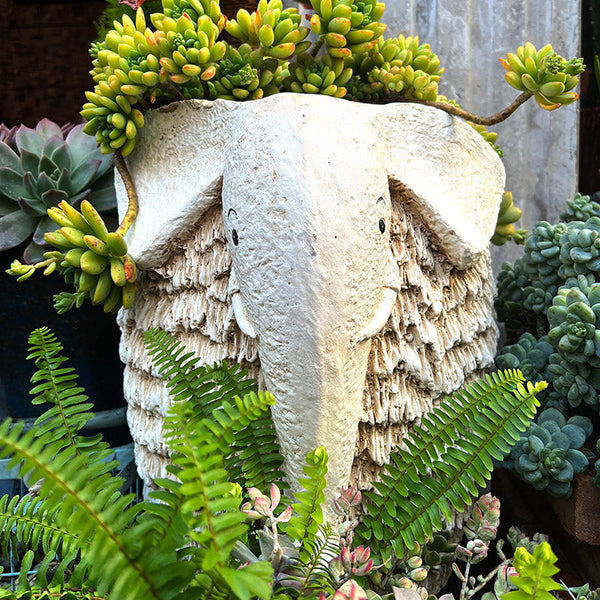 Unique Garden Flowerpot, Large Elephant Flowerpot, Resin Statue for Garden, Modern Animal Statue for Garden Ornaments, Villa Outdoor Decor Gardening Ideas-HomePaintingDecor