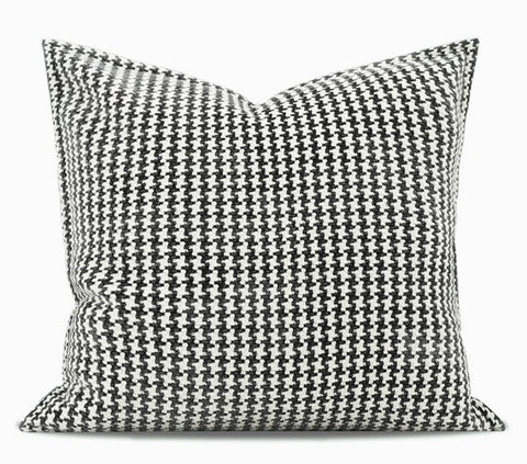 Chequer Modern Sofa Pillows, Large Black and White Decorative Throw Pillows, Contemporary Square Modern Throw Pillows for Couch, Abstract Throw Pillow for Interior Design-HomePaintingDecor
