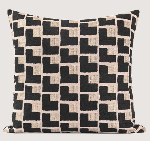 Black Chequer Modern Sofa Throw Pillows, Abstract Contemporary Throw Pillow for Living Room, Large Decorative Throw Pillows for Couch-HomePaintingDecor
