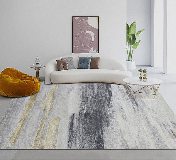 Simple Modern Grey Rugs for Bedroom, Abstract Geometric Modern Rugs, Large Modern Rugs for Living Room, Modern Rugs for Dining Room, Contemporary Rugs for Office-HomePaintingDecor