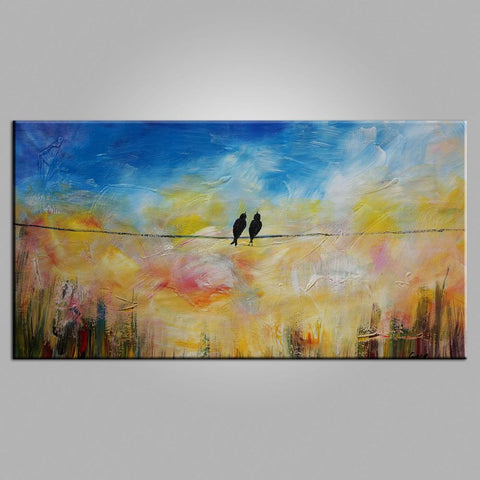 Modern Art, Contemporary Art, Love Birds Painting, Art for Sale, Living Room Wall Art, Canvas Art-HomePaintingDecor