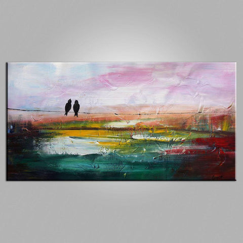 Contemporary Wall Art, Modern Art, Abstract Art, Love Birds Painting, Art for Sale, Abstract Art Painting, Living Room Wall Art, Canvas Art-HomePaintingDecor
