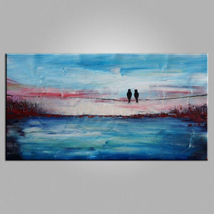 Abstract Art, Contemporary Wall Art, Buy Modern Art, Love Birds Painting, Art for Sale, Abstract Art Painting, Living Room Wall Art-HomePaintingDecor
