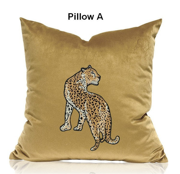 Contemporary Throw Pillows, Cheetah Decorative Cushion, Modern Sofa Pillows, Decorative Pillows for Living Room-HomePaintingDecor