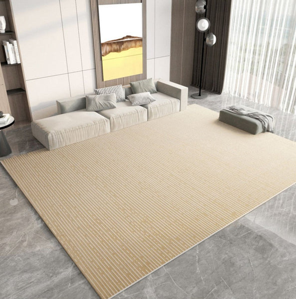 Modern Living Room Rug Ideas, Large Light Tan Geometric Wool Rugs, Abstract Modern Rug Ideas for Bedroom, Contemporary Wool Rugs for Dining Room-HomePaintingDecor