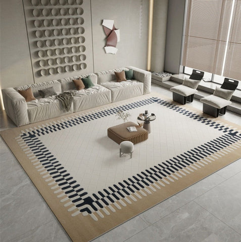 Mid Century Modern Rugs for Office, Modern Living Room Rug Ideas, Large Geometric Wool Rugs, Abstract Modern Rug Ideas for Bedroom, Contemporary Wool Rugs for Dining Room-HomePaintingDecor