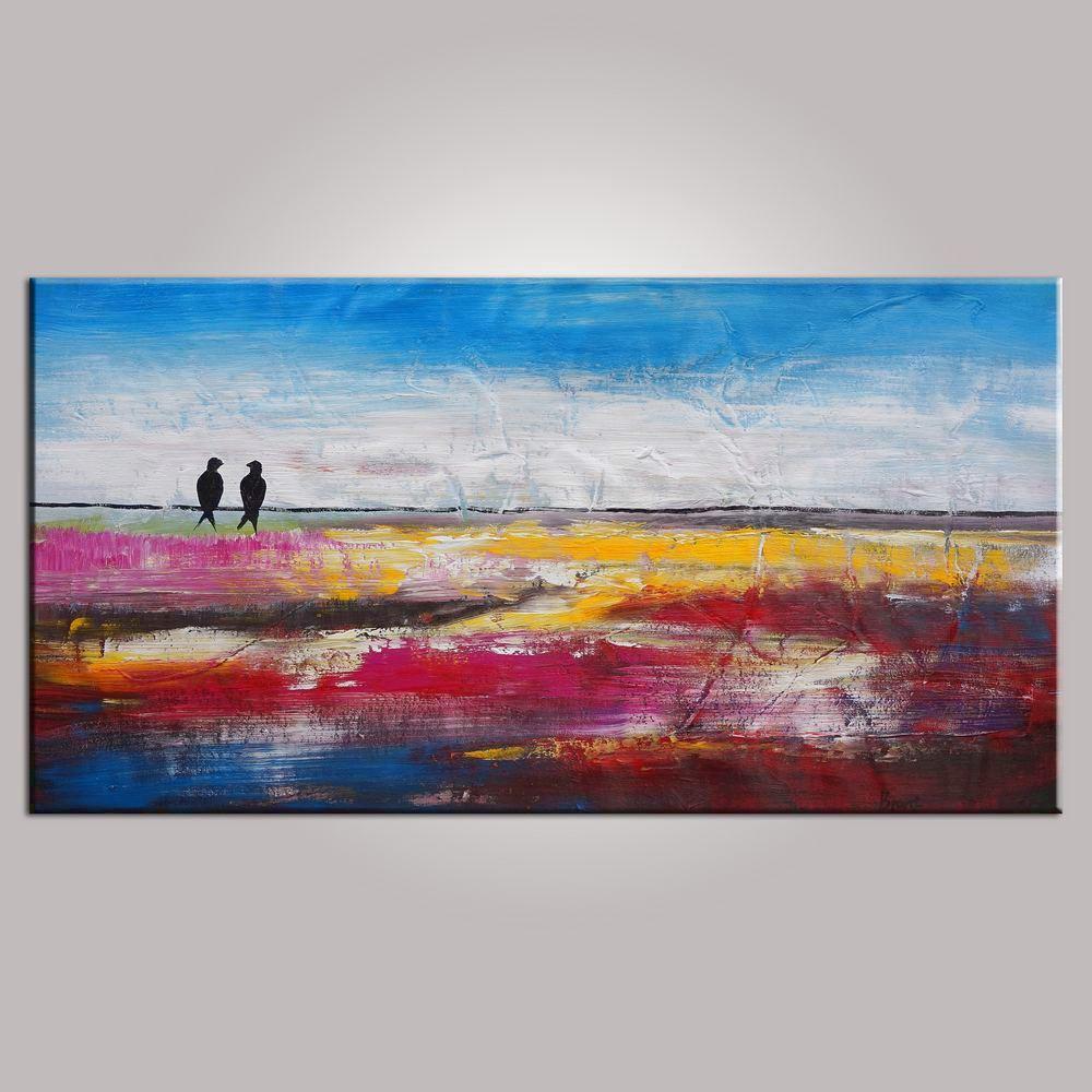 Love Birds Painting, Contemporary Wall Art, Abstract Art, Modern Art, Painting for Sale, Abstract Art Painting, Bedroom Wall Art, Canvas Art-HomePaintingDecor
