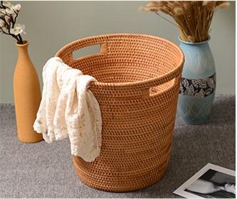 Storage Basket for Bathroom, Large Rattan Storage Basket, Laundry Round Storage Basket, Woven Storage Baskets-HomePaintingDecor