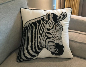 Chenille Zebra Pillow Cover, Decorative Throw Pillow, Modern Sofa Pillows, Decorative Pillows for Car-HomePaintingDecor