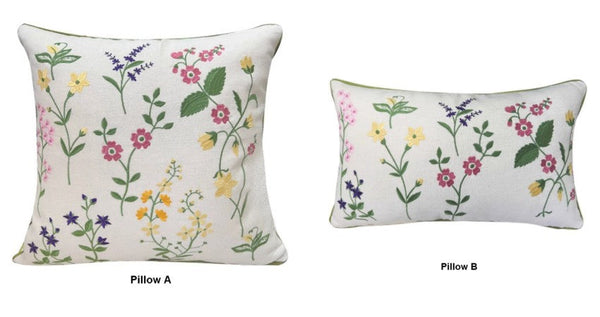 Farmhouse Sofa Decorative Pillows, Embroider Flower Cotton Pillow Covers, Spring Flower Decorative Throw Pillows, Flower Decorative Throw Pillows for Couch-HomePaintingDecor