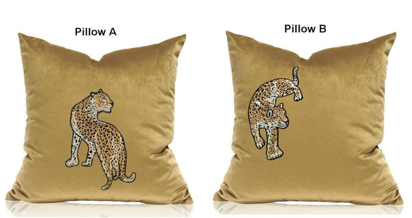Contemporary Throw Pillows, Cheetah Decorative Cushion, Modern Sofa Pillows, Decorative Pillows for Living Room-HomePaintingDecor
