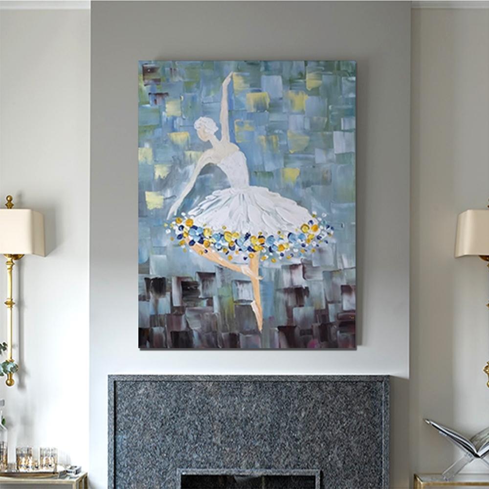 Ballet Dancer Painting, Large Painting for Bedroom, Modern Contemporary Artwork, Heavy Texture Acrylic Painting-HomePaintingDecor