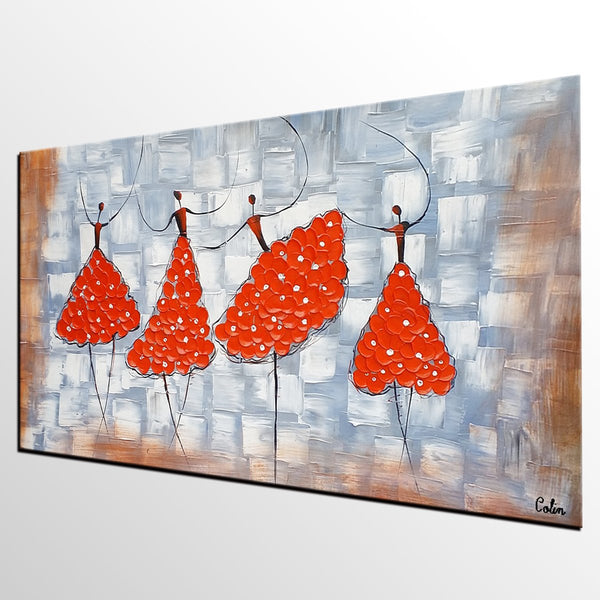 Contemporary Wall Art Ideas, Ballet Dancer Painting, Acrylic Canvas Painting, Buy Art Online, Abstract Painting for Dining Room-HomePaintingDecor