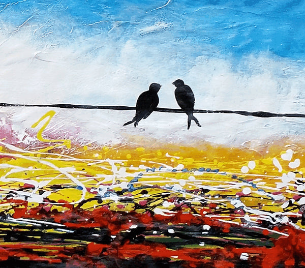 Love Birds Painting, Canvas Art, Abstract Art, Oil Painting, Wall Art, Abstract Painting, Large Art, Canvas Painting, Original Painting-HomePaintingDecor