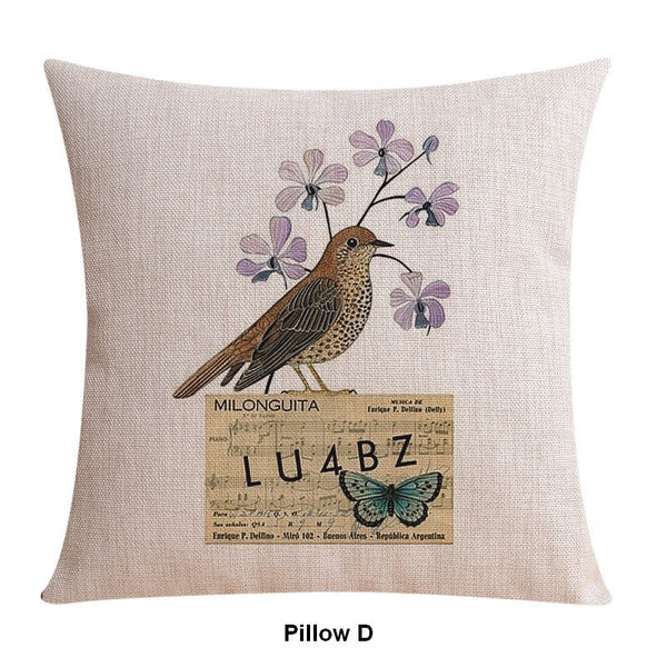Simple Decorative Pillow Covers, Decorative Sofa Pillows for Living Room, Love Birds Throw Pillows for Couch, Singing Birds Decorative Throw Pillows-HomePaintingDecor