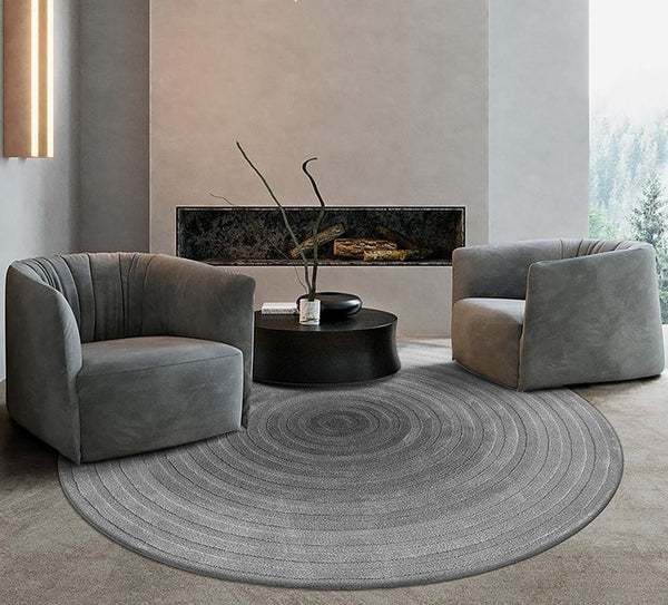 Modern Rugs under Coffee Table, Contemporary Modern Rugs for Living Room, Geometric Wool Rugs for Dining Room, Abstract Modern Round Rugs for Bedroom-HomePaintingDecor